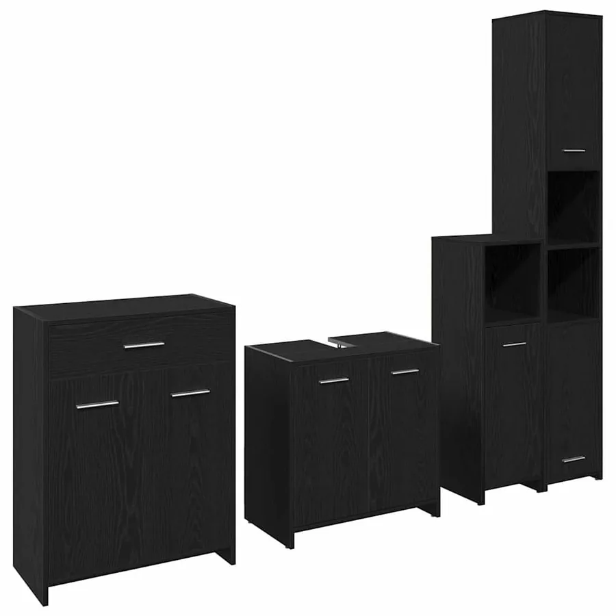 Ensemble de mobilier de salle de bain 4 pcs Chêne noir - 2