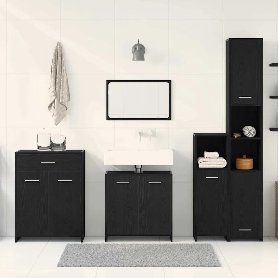 Ensemble de mobilier de salle de bain 4 pcs Chêne noir - 4