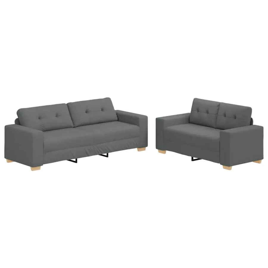 Ensemble de canapé 2 pcs avec coussins en tissu gris foncé - 2