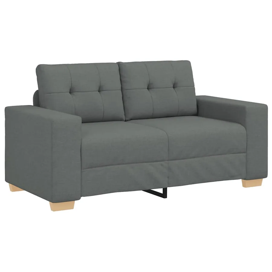 Ensemble de canapé 2 pcs avec coussins en tissu gris foncé - 4