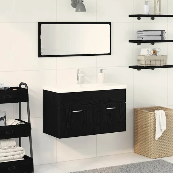 Cabinet de salle de bain Chêne noir 80 x 38,5 x 46 cm