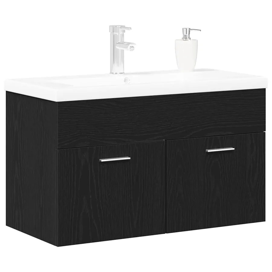 Cabinet de salle de bain Chêne noir 80 x 38,5 x 46 cm - 3
