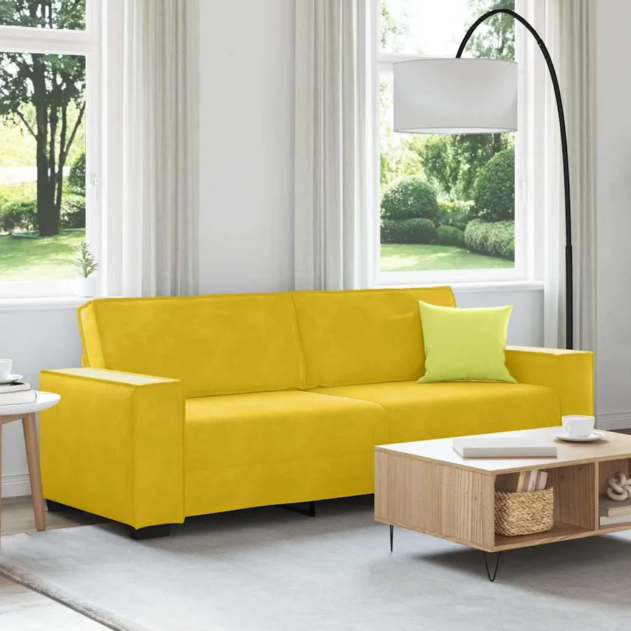 Canapé à 3 places Jaune 220x78x84 cm Velours