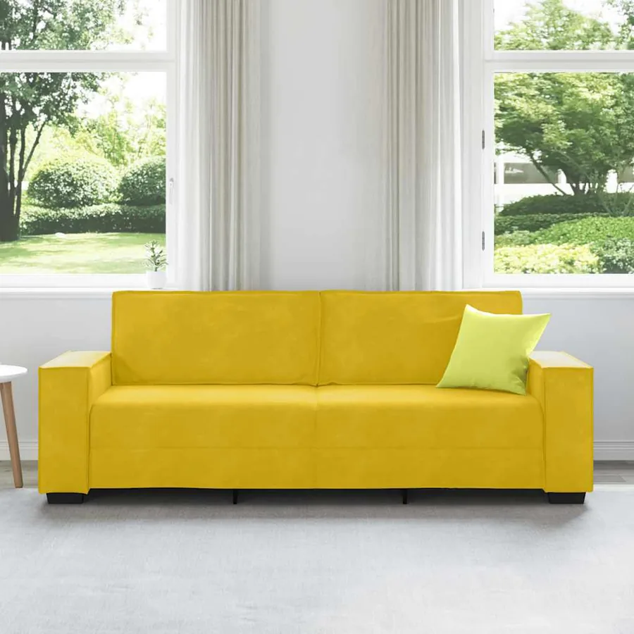Canapé à 3 places Jaune 220x78x84 cm Velours - 3