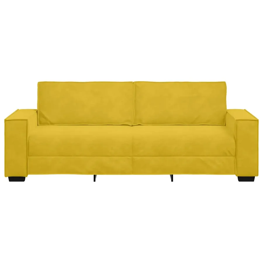 Canapé à 3 places Jaune 220x78x84 cm Velours - 4
