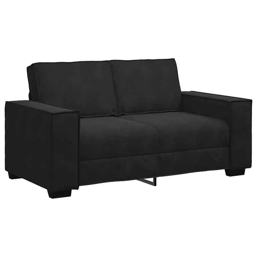 Ensemble canapé 2 pcs avec coussins velours noir - 4