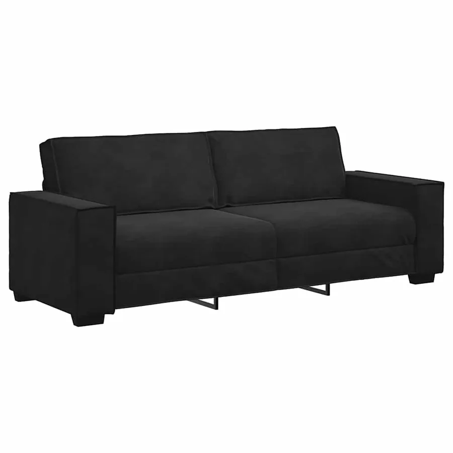 Ensemble canapé 2 pcs avec coussins velours noir - 5