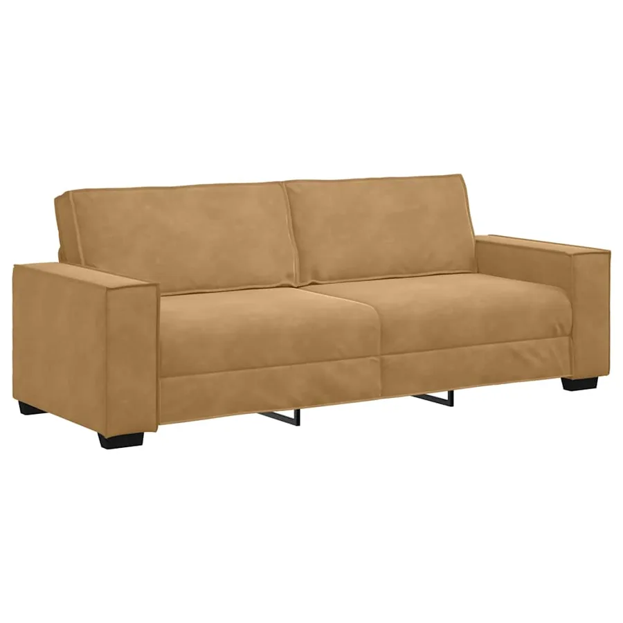 Ensemble canapé 2 pcs avec coussins velours marron - 4