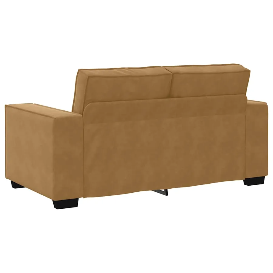 Ensemble canapé 2 pcs avec coussins velours marron - 6