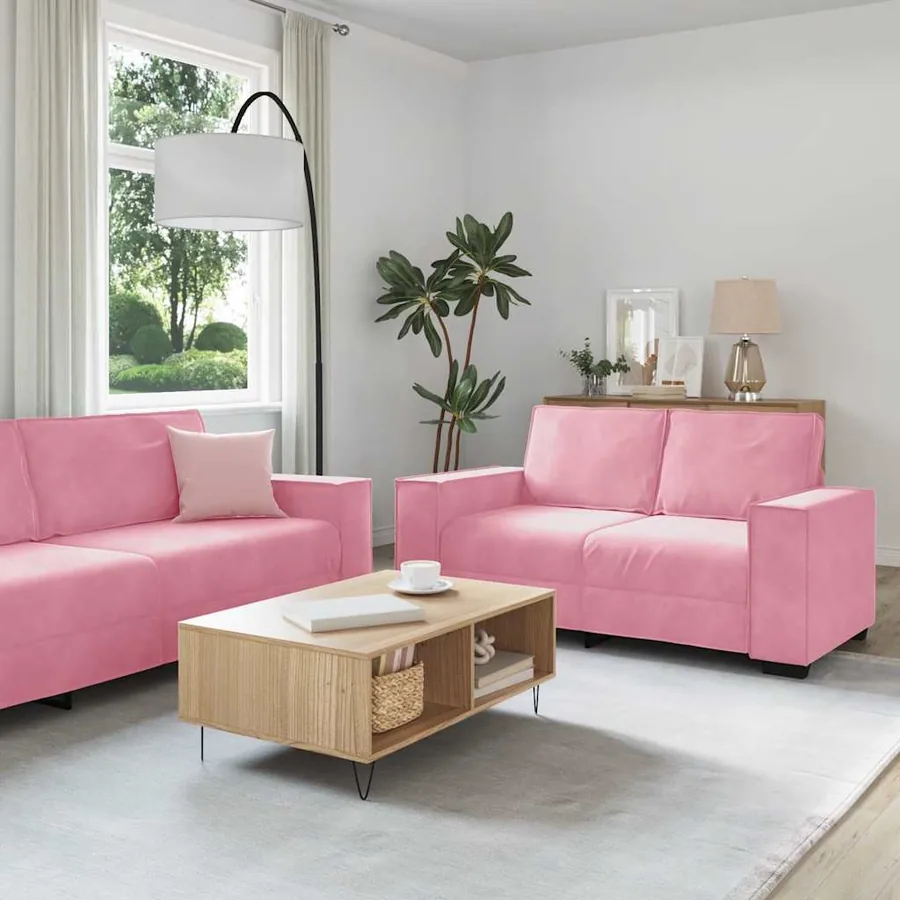 Ensemble de canapés 3 pcs avec coussins Rose Velours