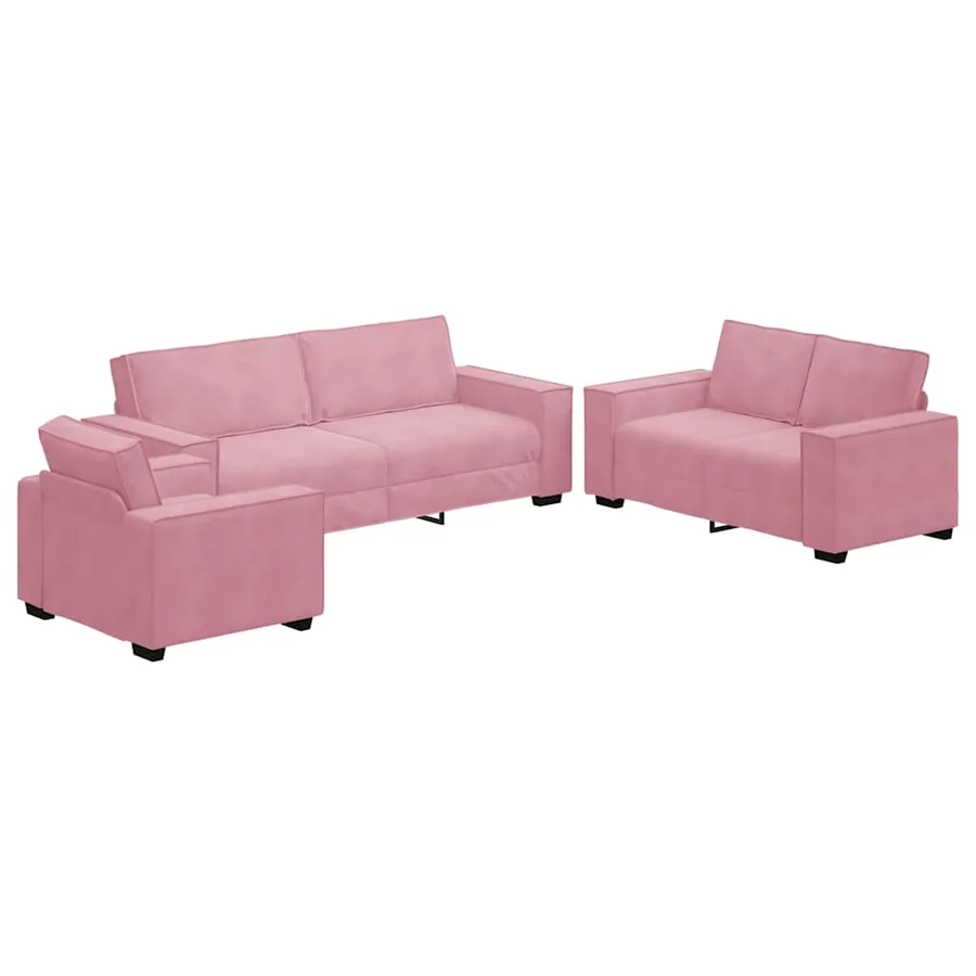 Ensemble de canapés 3 pcs avec coussins Rose Velours - 2