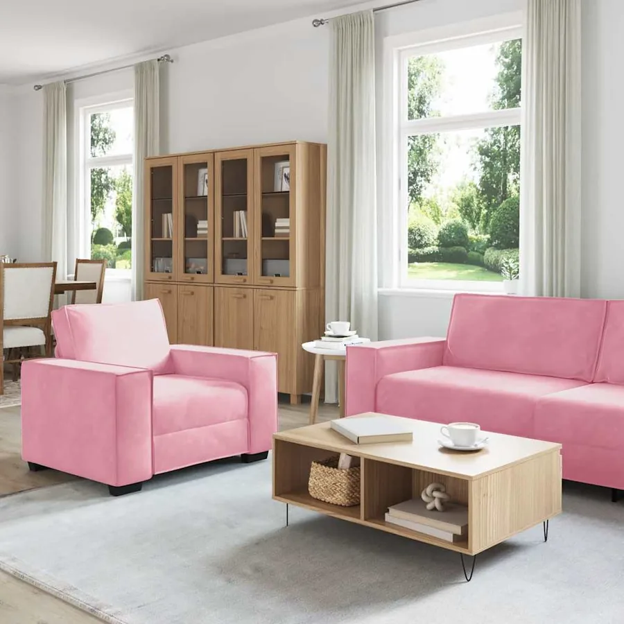 Ensemble de canapés 3 pcs avec coussins Rose Velours - 3