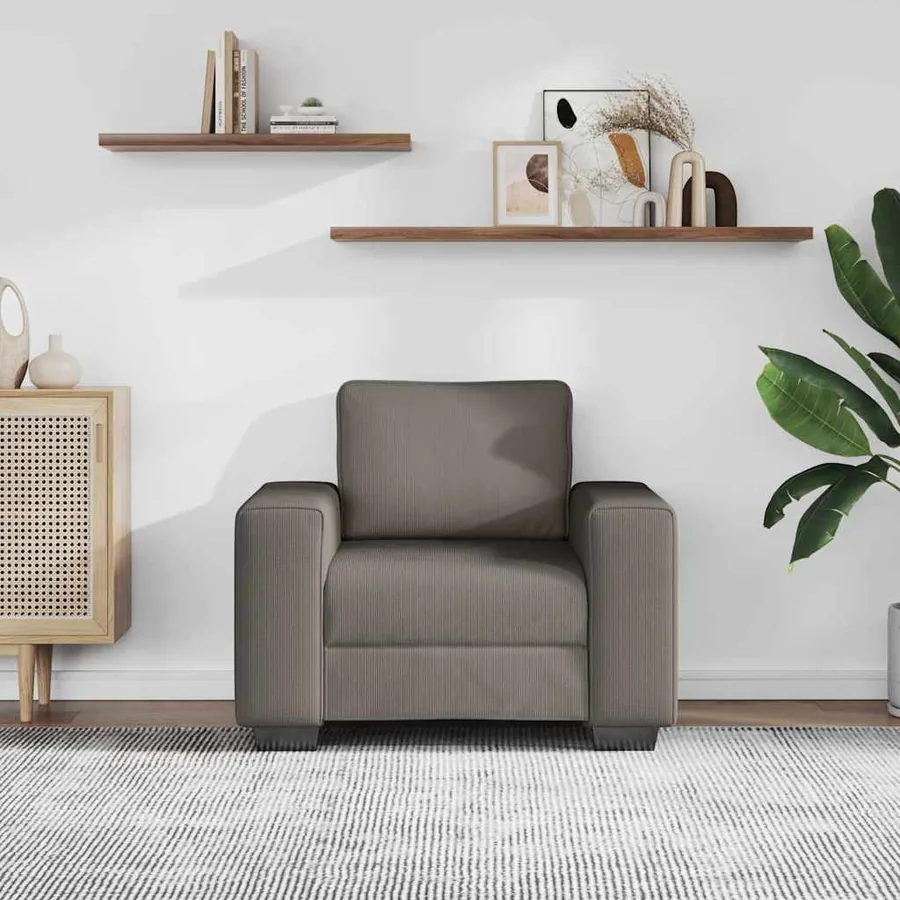 Canapé/Fauteuil gris clair 100x77x82 cm en tissu velours côtelé - 3