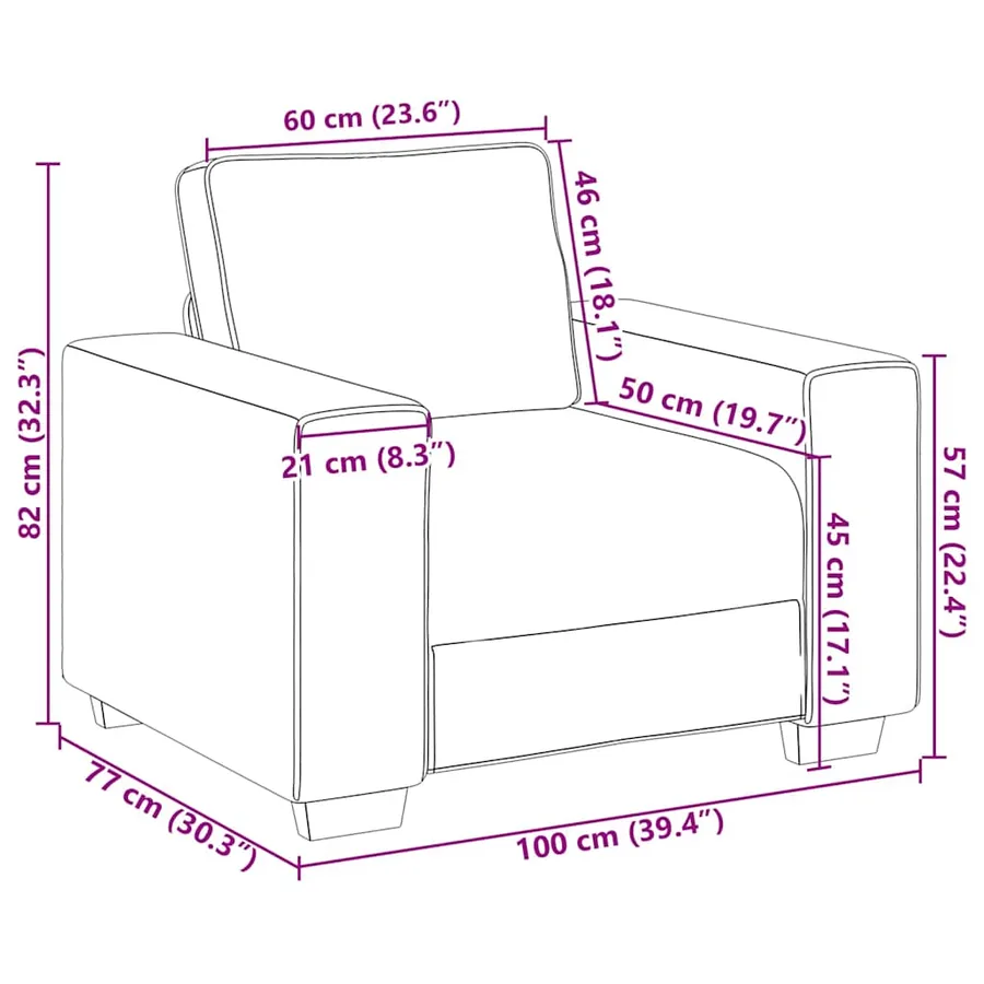 Canapé/Fauteuil gris clair 100x77x82 cm en tissu velours côtelé - 9