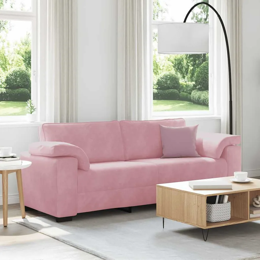 Canapé 3 places rose 220x77x82 cm velours