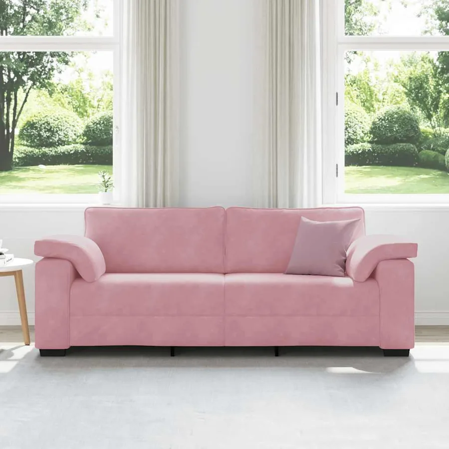 Canapé 3 places rose 220x77x82 cm velours - 3