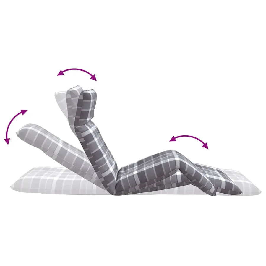Transat pliant en tissu Oxford à carreaux gris 175 x 54 x 8,5 cm - 8