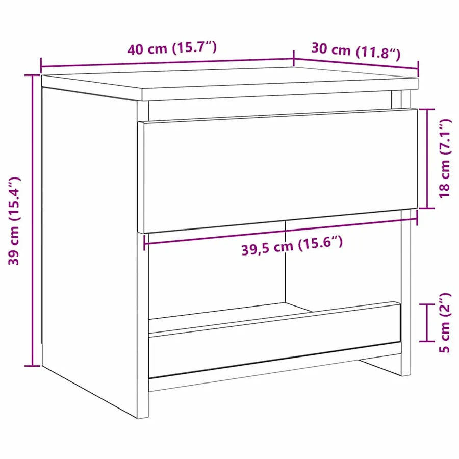 Cabinet de chevet 2 pcs Chêne noir 40 x 30 x 39 cm - 12