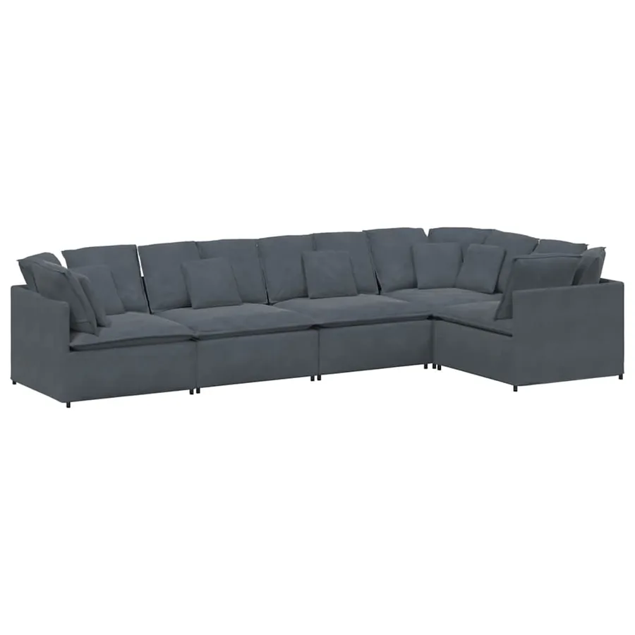 Canapé modulable avec coussins velours gris foncé - 2