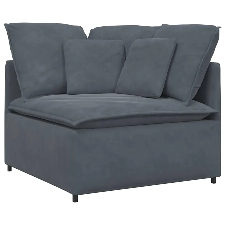 Canapé modulable avec coussins velours gris foncé - 3