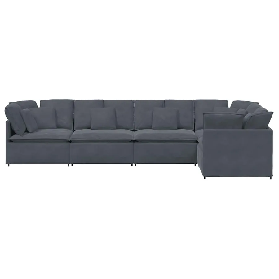 Canapé modulable avec coussins velours gris foncé - 5