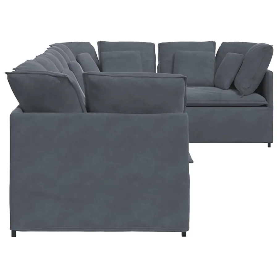 Canapé modulable avec coussins velours gris foncé - 6