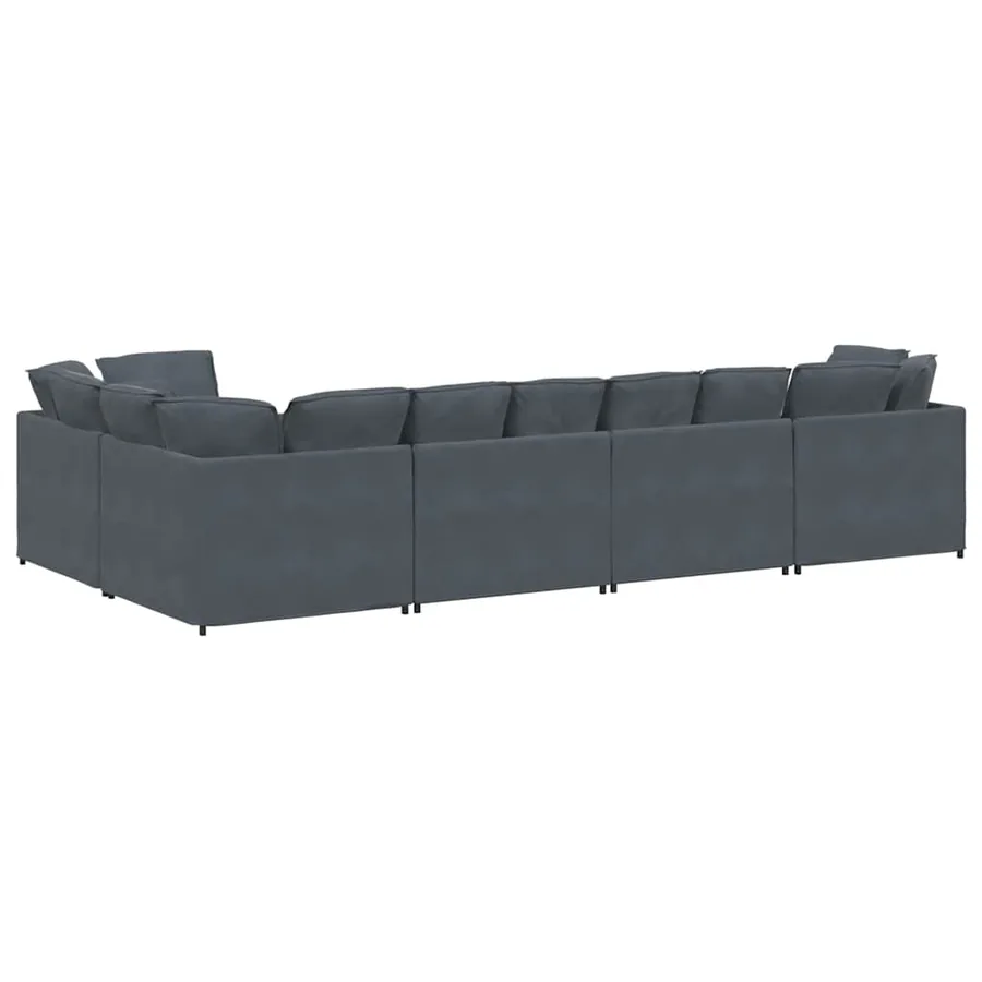Canapé modulable avec coussins velours gris foncé - 7