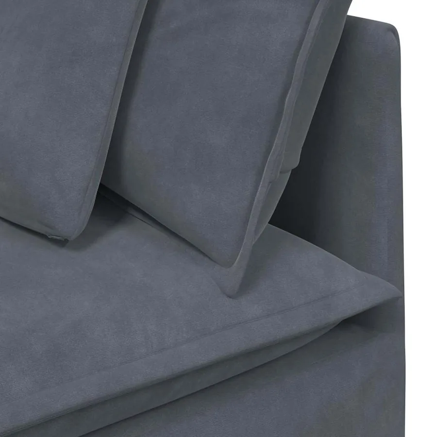 Canapé modulable avec coussins velours gris foncé - 9