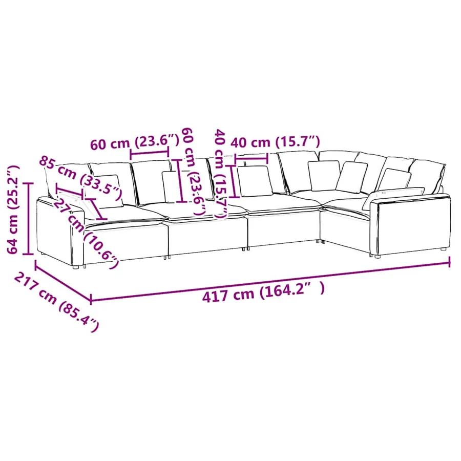 Canapé modulable avec coussins velours bleu - 12