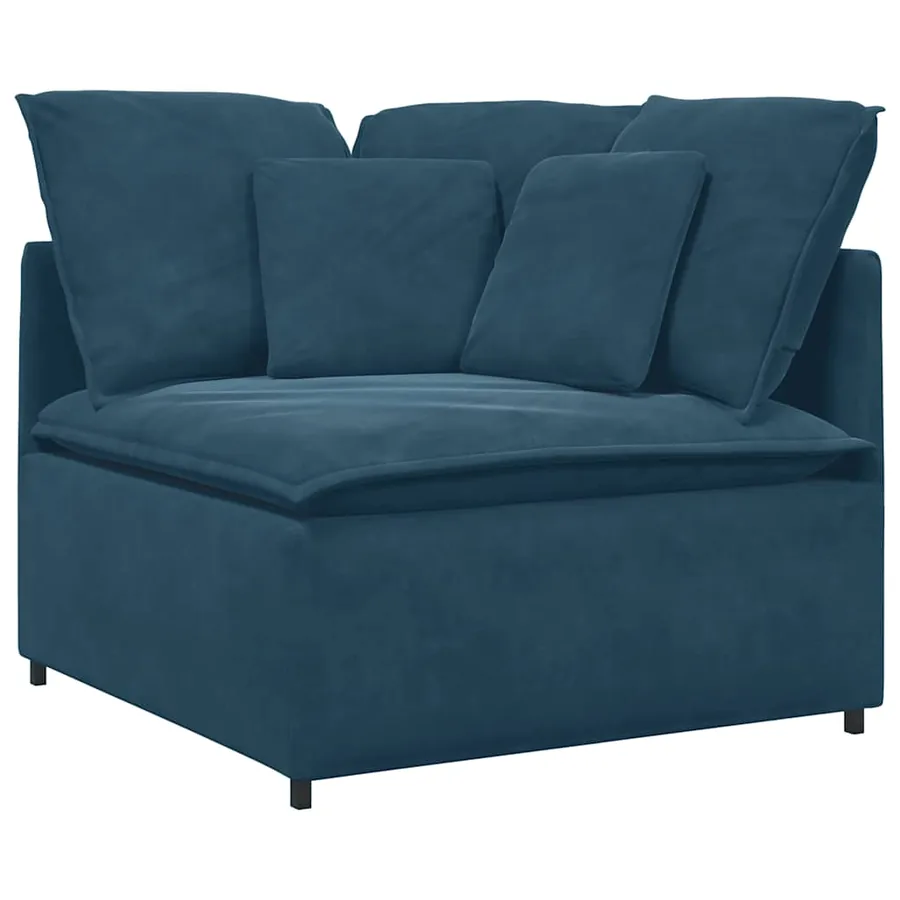 Canapé modulable avec coussins velours bleu - 5