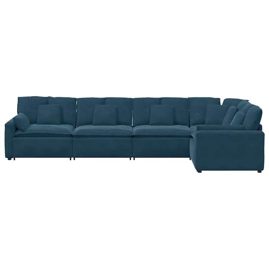 Canapé modulable avec coussins velours bleu - 6