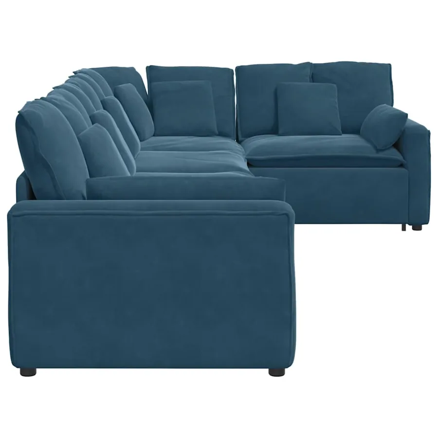 Canapé modulable avec coussins velours bleu - 7