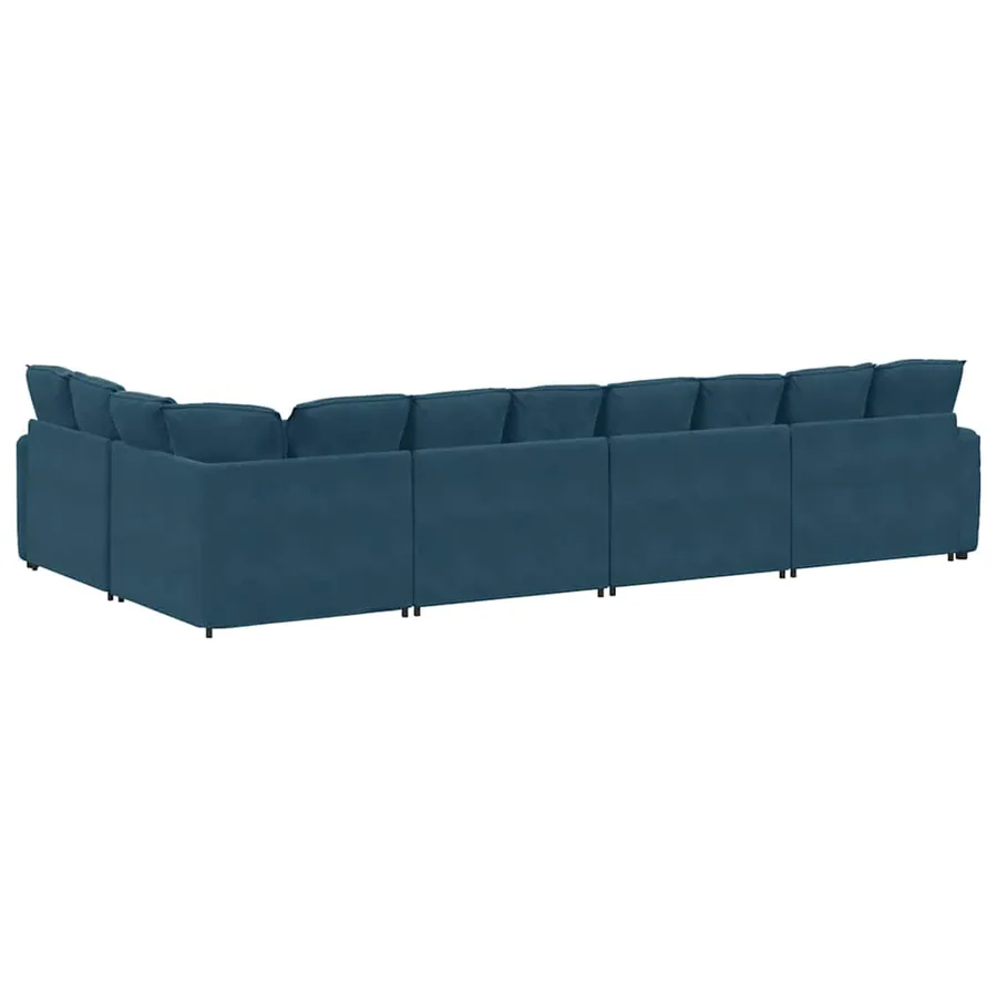 Canapé modulable avec coussins velours bleu - 8