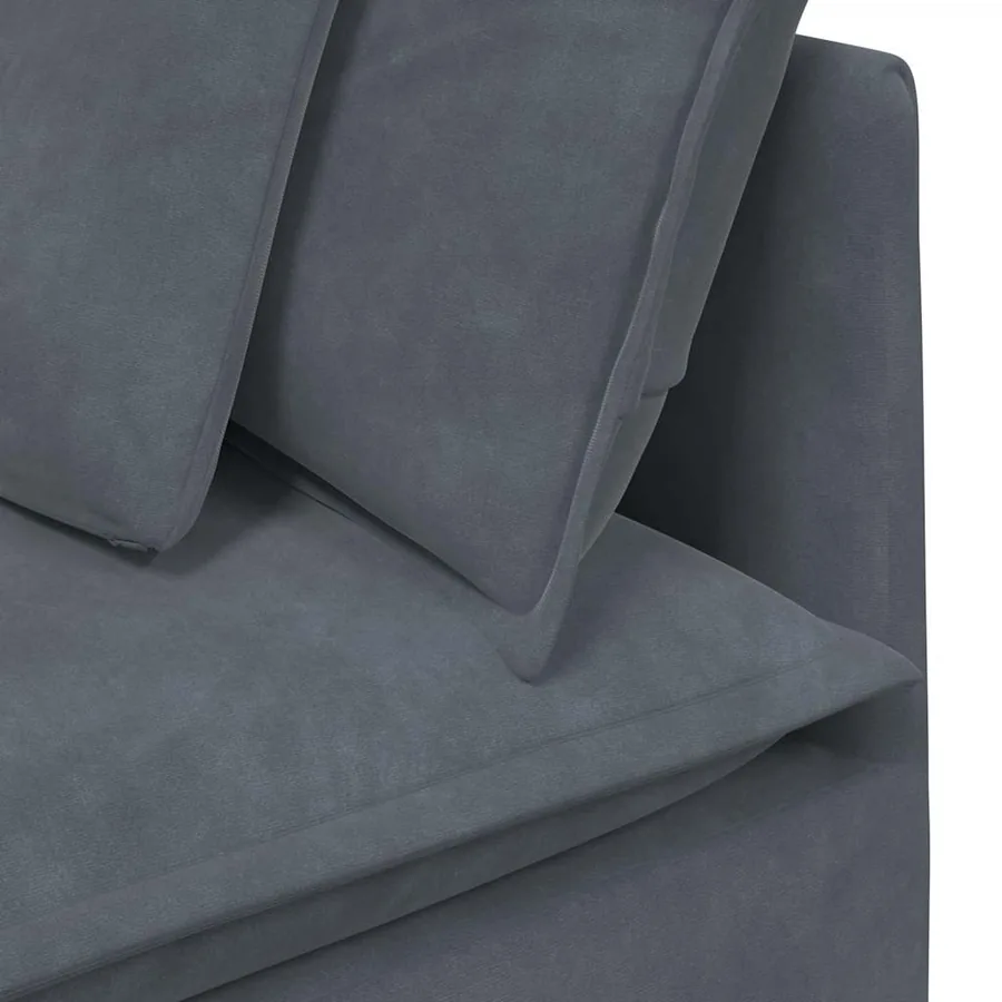 Canapé modulaire et repose-pieds et coussins velours gris foncé - 10