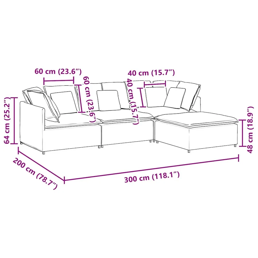 Canapé modulaire et repose-pieds et coussins velours gris foncé - 12