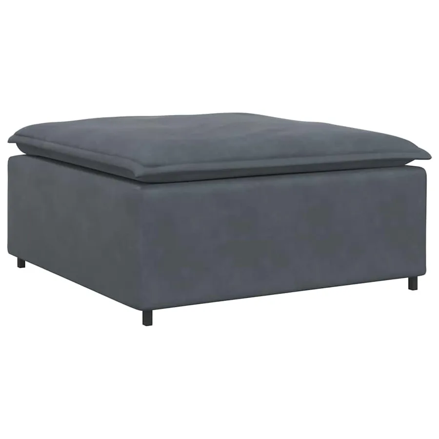 Canapé modulaire et repose-pieds et coussins velours gris foncé - 5