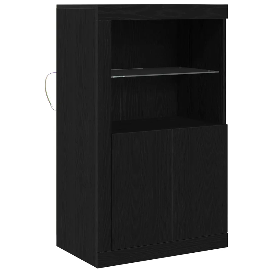 Buffet LED Chêne noir 60,5 x 37 x 100 cm Bois d'ingénierie - 2