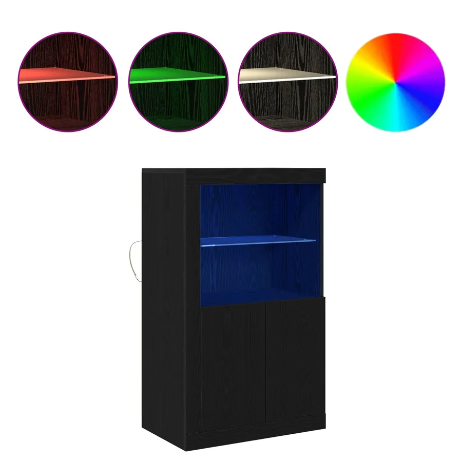 Buffet LED Chêne noir 60,5 x 37 x 100 cm Bois d'ingénierie - 4