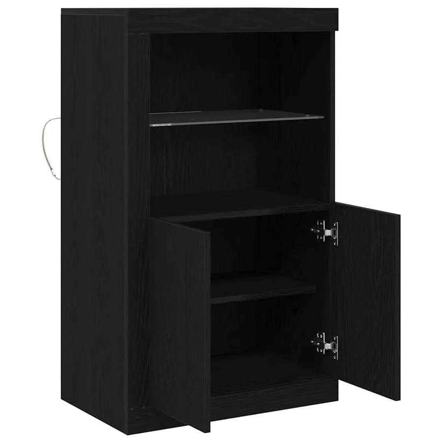 Buffet LED Chêne noir 60,5 x 37 x 100 cm Bois d'ingénierie - 7