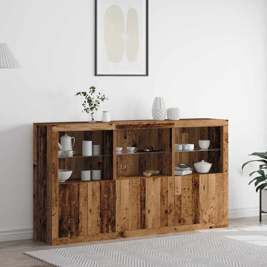 Buffet LED Bois ancien 181,5 x 37 x 100 cm Bois d'ingénierie