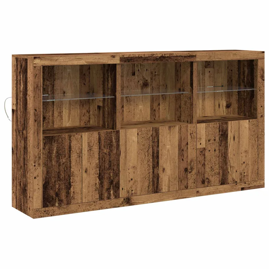 Buffet LED Bois ancien 181,5 x 37 x 100 cm Bois d'ingénierie - 2