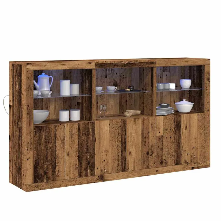 Buffet LED Bois ancien 181,5 x 37 x 100 cm Bois d'ingénierie - 3