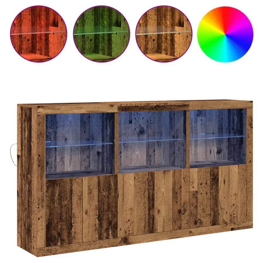 Buffet LED Bois ancien 181,5 x 37 x 100 cm Bois d'ingénierie - 4