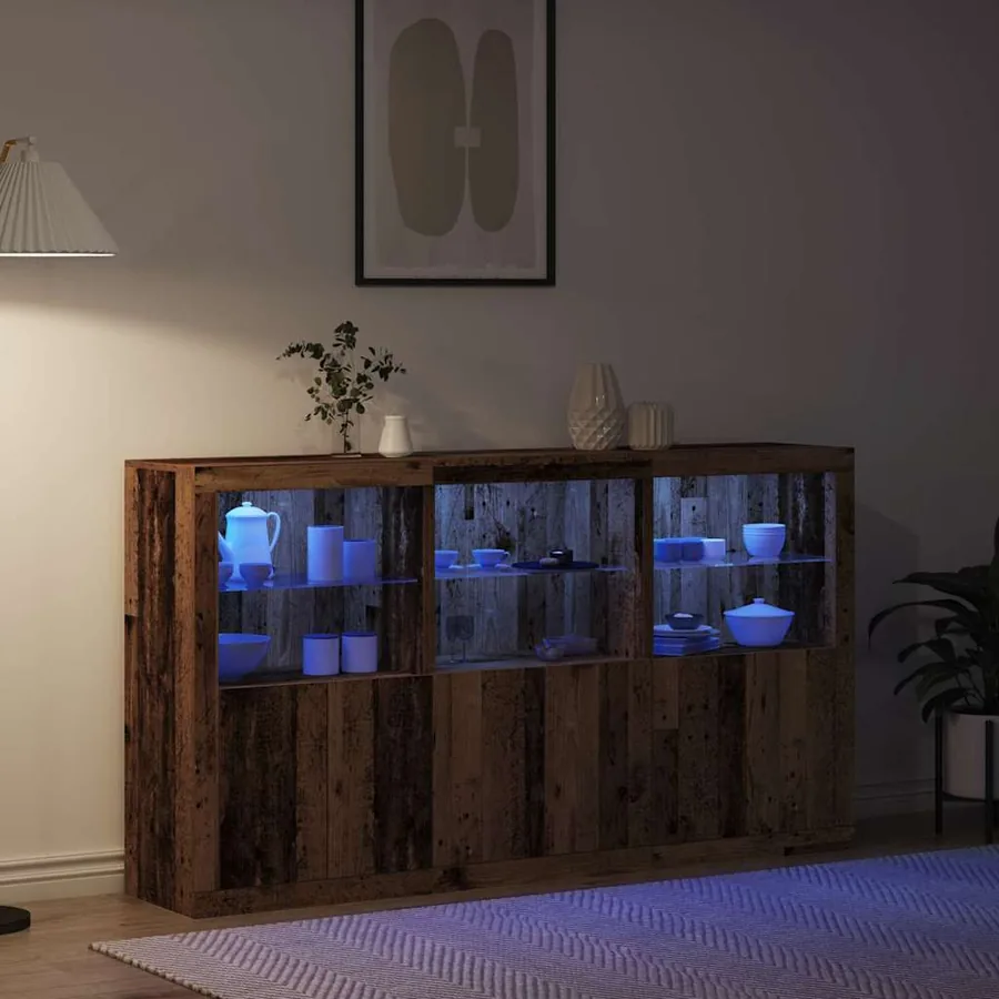 Buffet LED Bois ancien 181,5 x 37 x 100 cm Bois d'ingénierie - 5