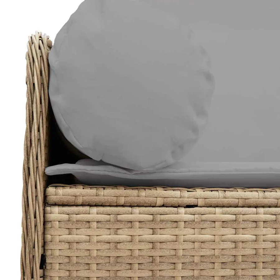 Canapé de jardin avec coussins 3 places beige résine tressée - 7