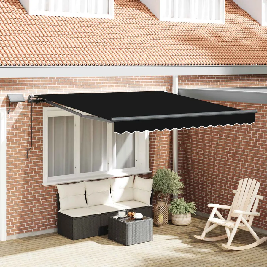 Auvent rétractable Noir 300 x 250 cm Tissu et Aluminium
