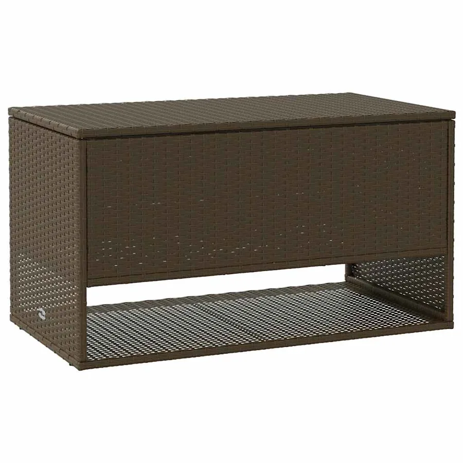 Coffre à coussins d'extérieur marron 100x55x55,5 cm polyrotin - 2