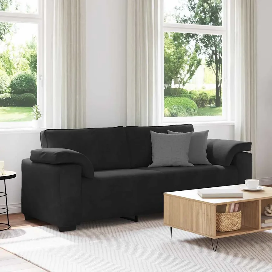 Canapé à 3 places noir 220x77x82 cm velours