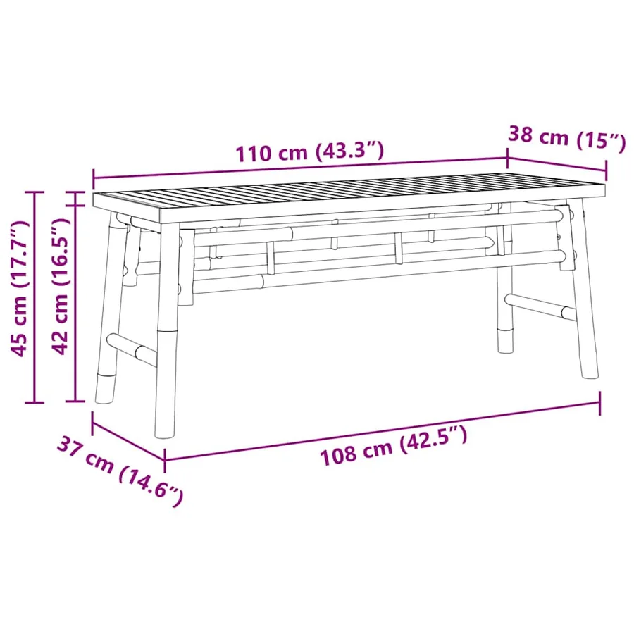 banc Marron 110 x 38 x 45 cm Bambou - 8