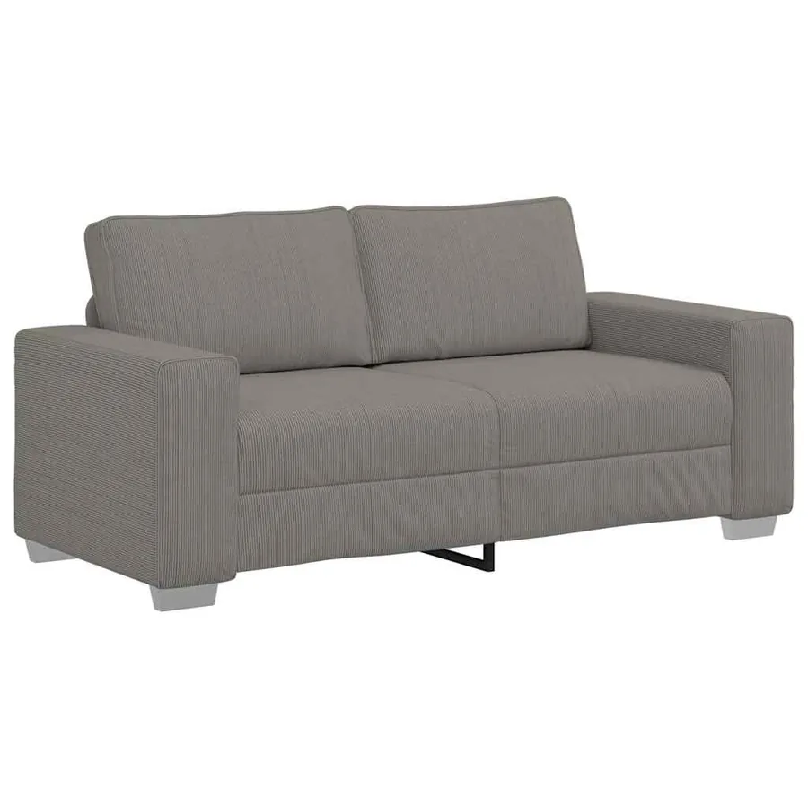 Canapé deux places gris clair 180 x 77 x 82 cm en tissu velours côtelé - 2